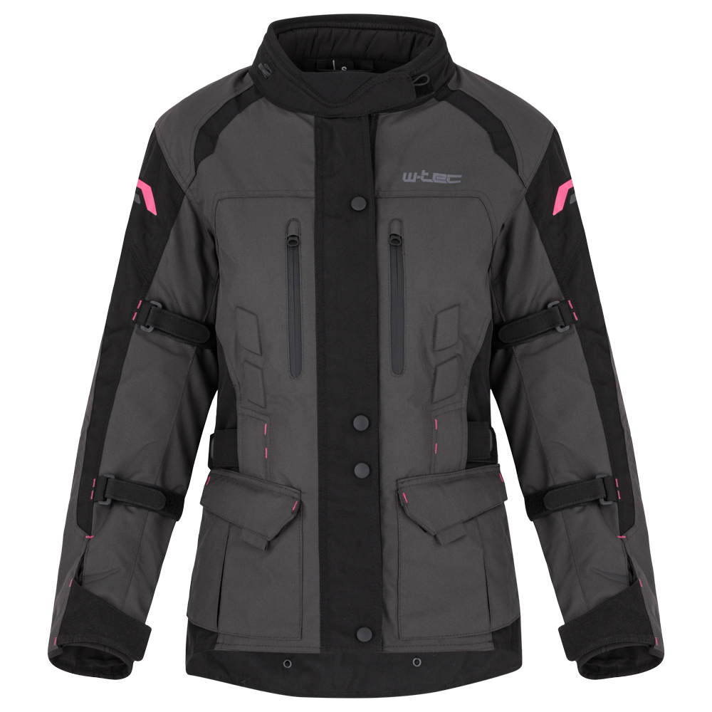 Dámská moto bunda W-TEC Barbata černo-šedo-růžová 3XL