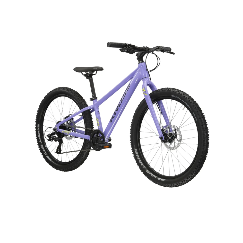 Juniorské dívčí kolo Kross LEA JR 2.0 24" - model 2025 S (12", 130-150 cm) fialová / černá / lesk