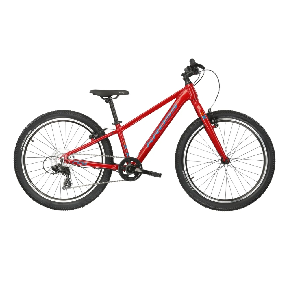 Juniorské kolo Kross LEVEL JR 1.0 24″ Gen 007 S (12″, 130-150 cm) červená/marinová/lesk