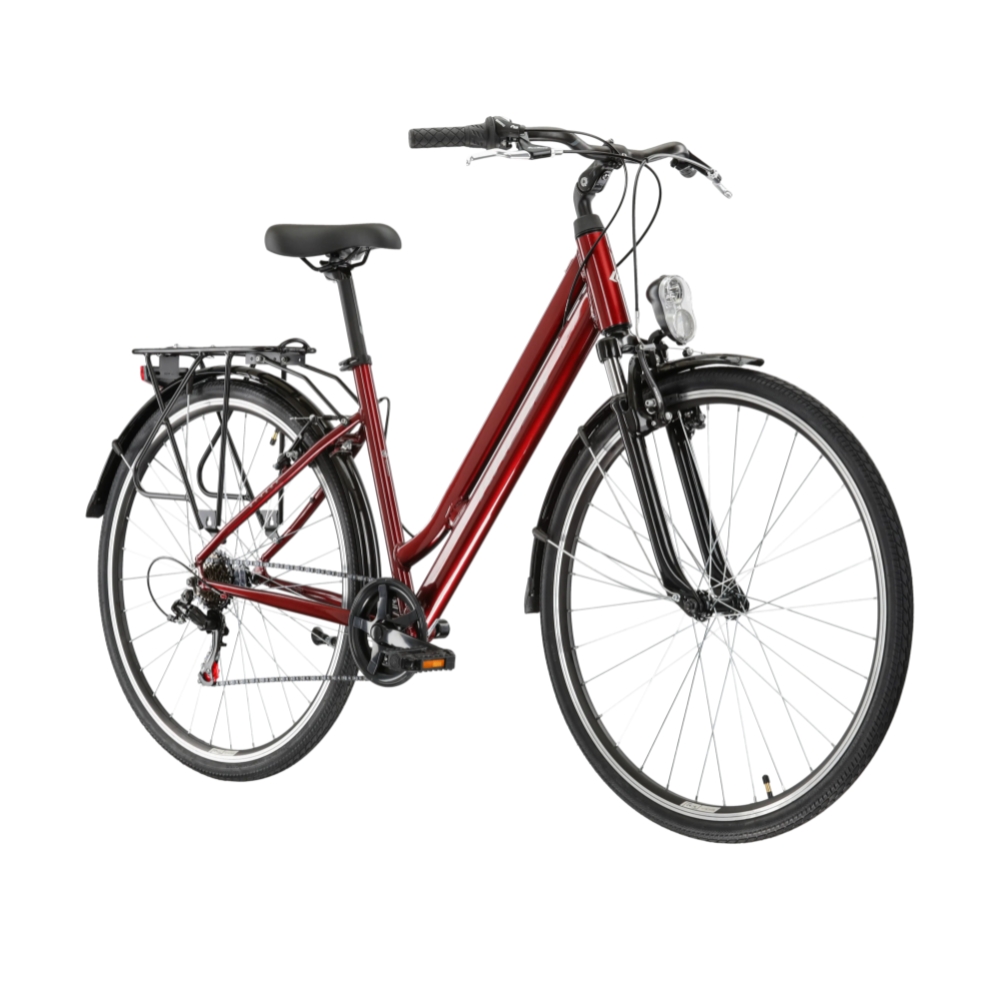 Městské kolo Kross Sentio 1.0 28" - model 2025  rubín / šedá / lesk  S (18", 158-170 cm)