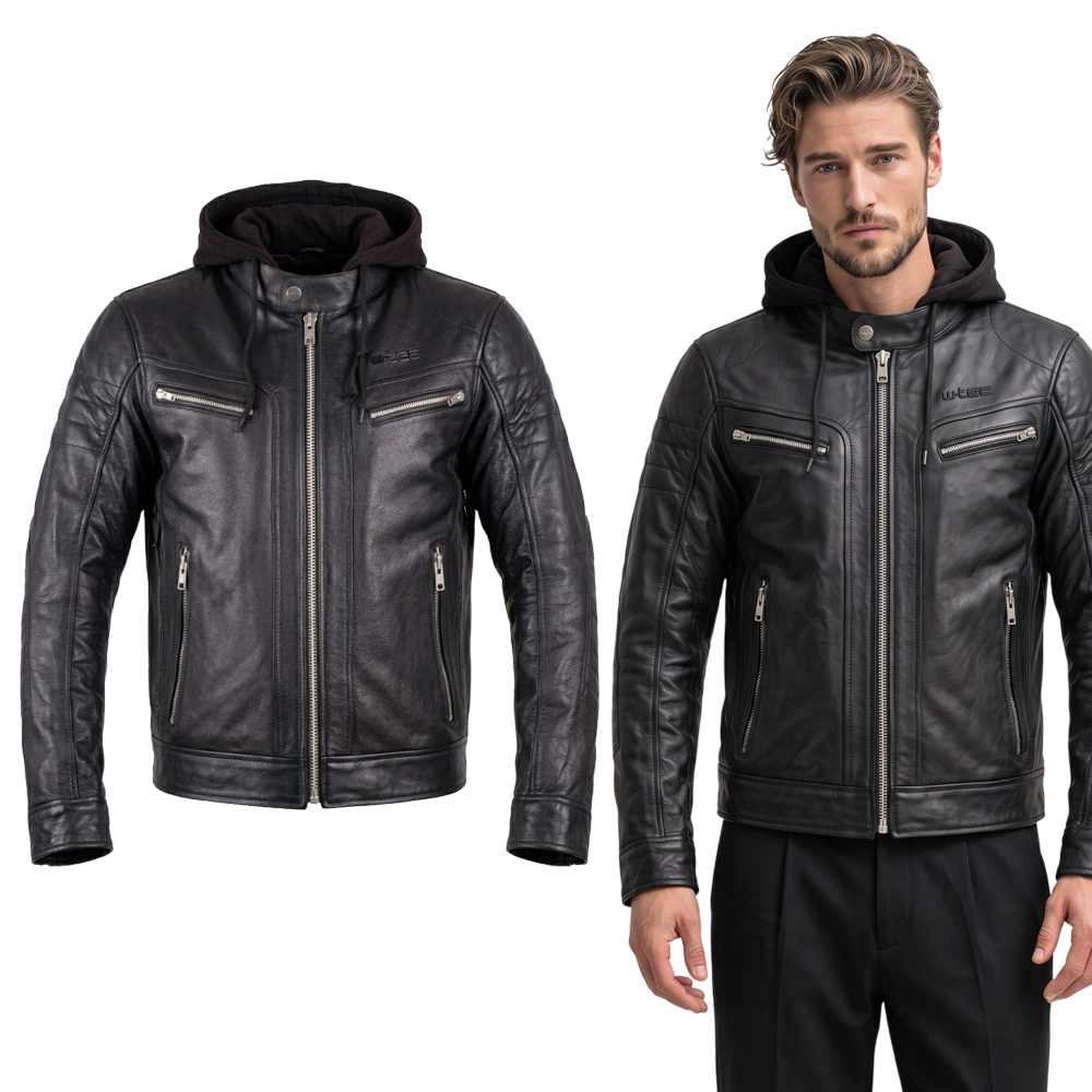 Kožená moto bunda W-TEC Murayo černá XL rozšířená
