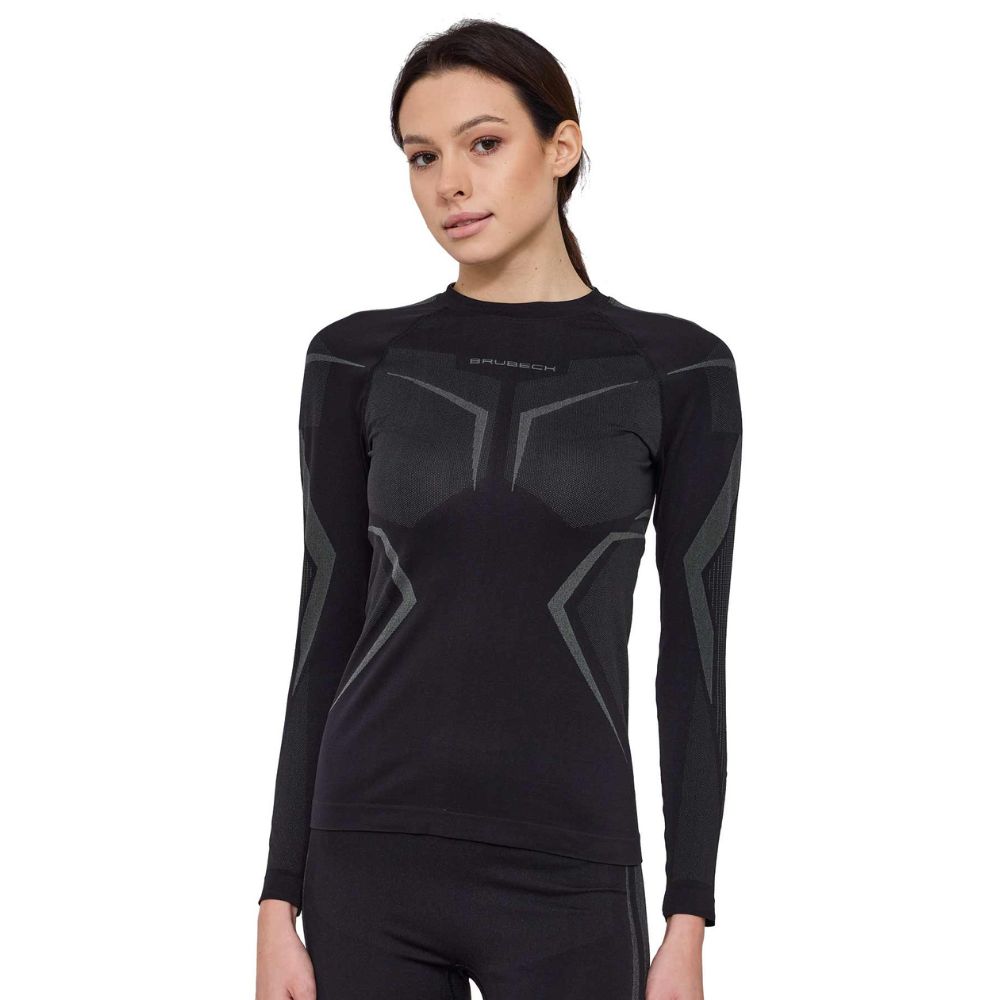 Dámské funkční triko Brubeck Dry s dlouhým rukávem LS1736W Black/Graphite S