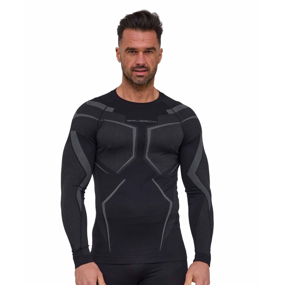 Pánské funkční triko Brubeck Dry s dlouhým rukávem LS1743M Black/Graphite S