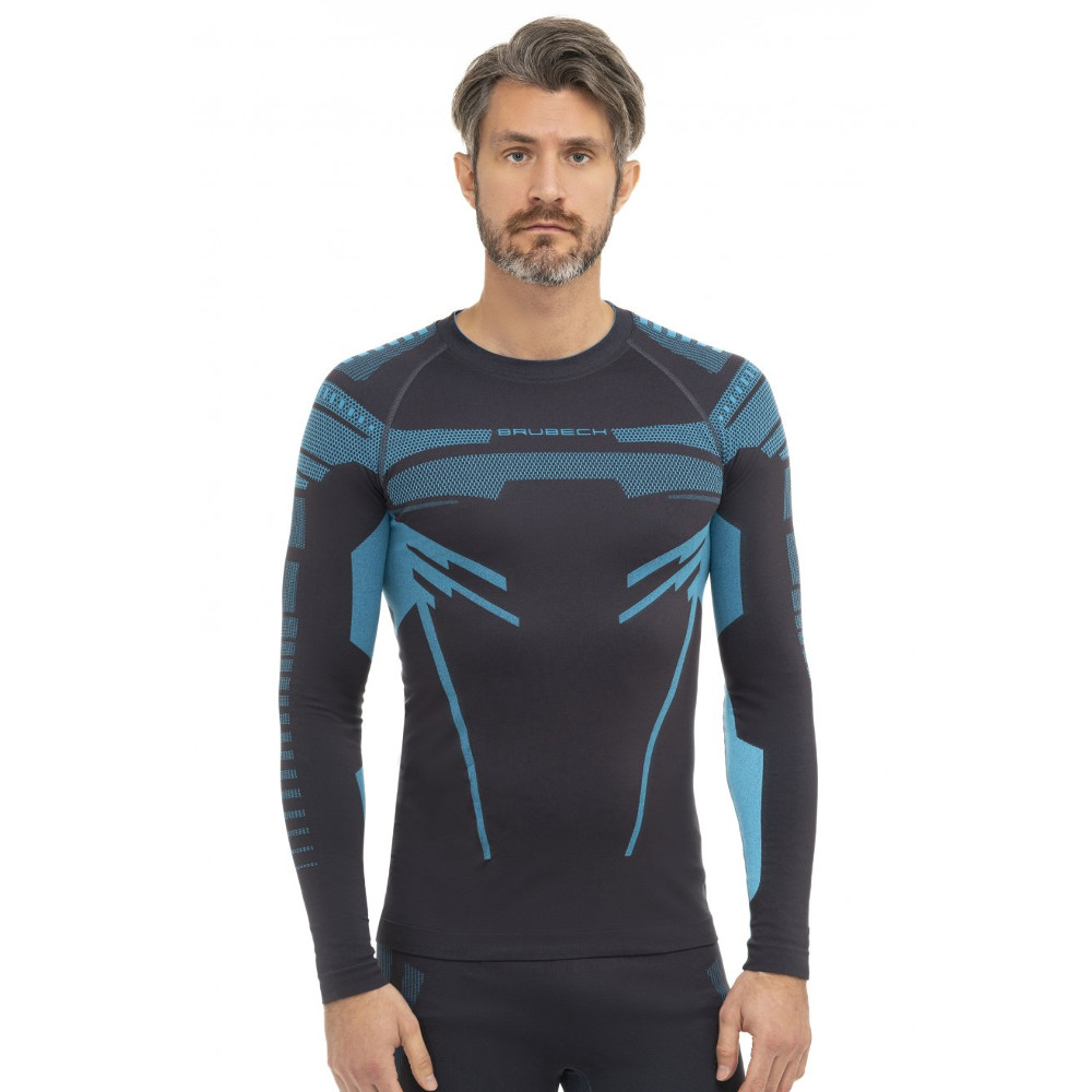 Pánské funkční triko Brubeck Dry s dlouhým rukávem Graphite/Blue M (obrázek 5)