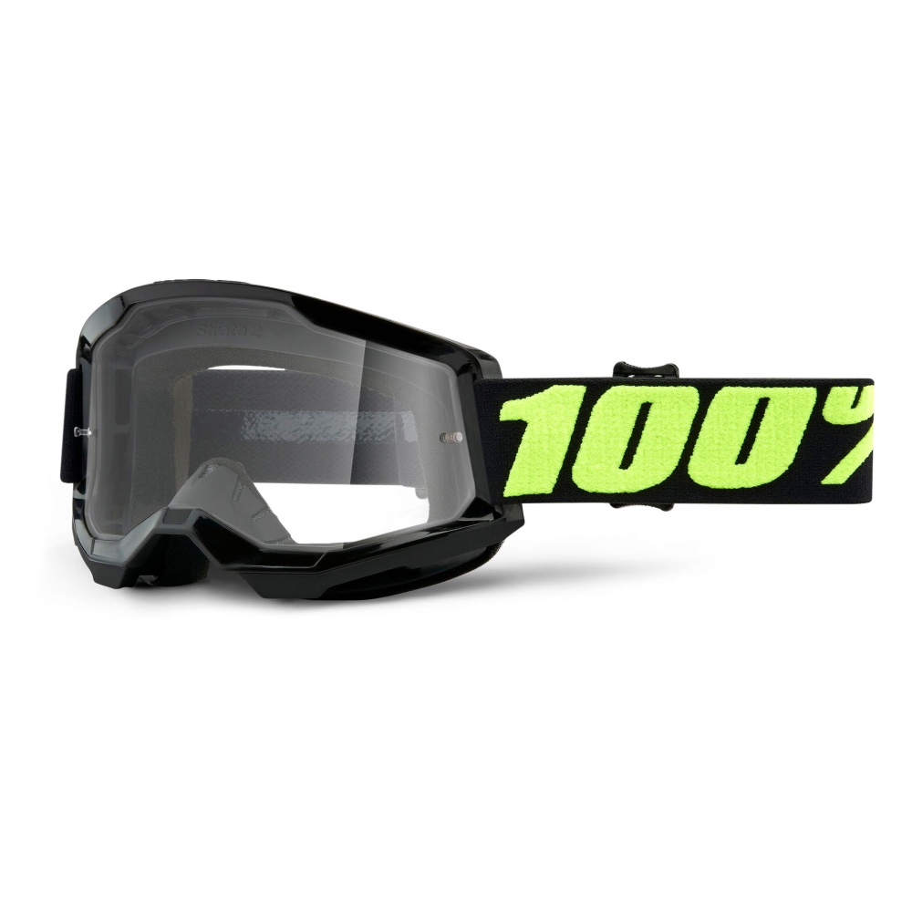 Motokrosové brýle 100% Strata 2 Upsol černo-fluo žlutá, čiré plexi 100%