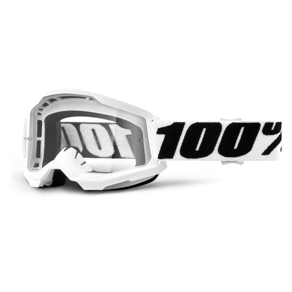 Motokrosové brýle 100% Strata 2 Everest bílo-černá, čiré plexi 100%