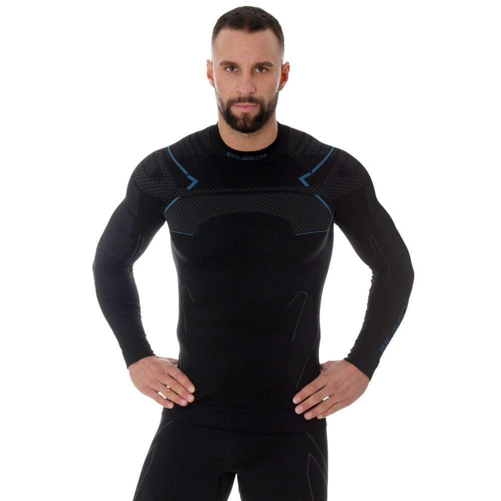 Pánské triko Brubeck Thermo s dlouhým rukávem Black/Blue - S