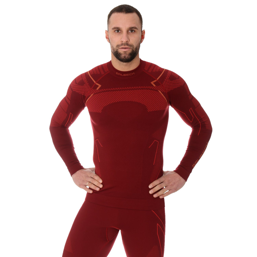 Pánské triko Brubeck Thermo s dlouhým rukávem Burgundy - XL