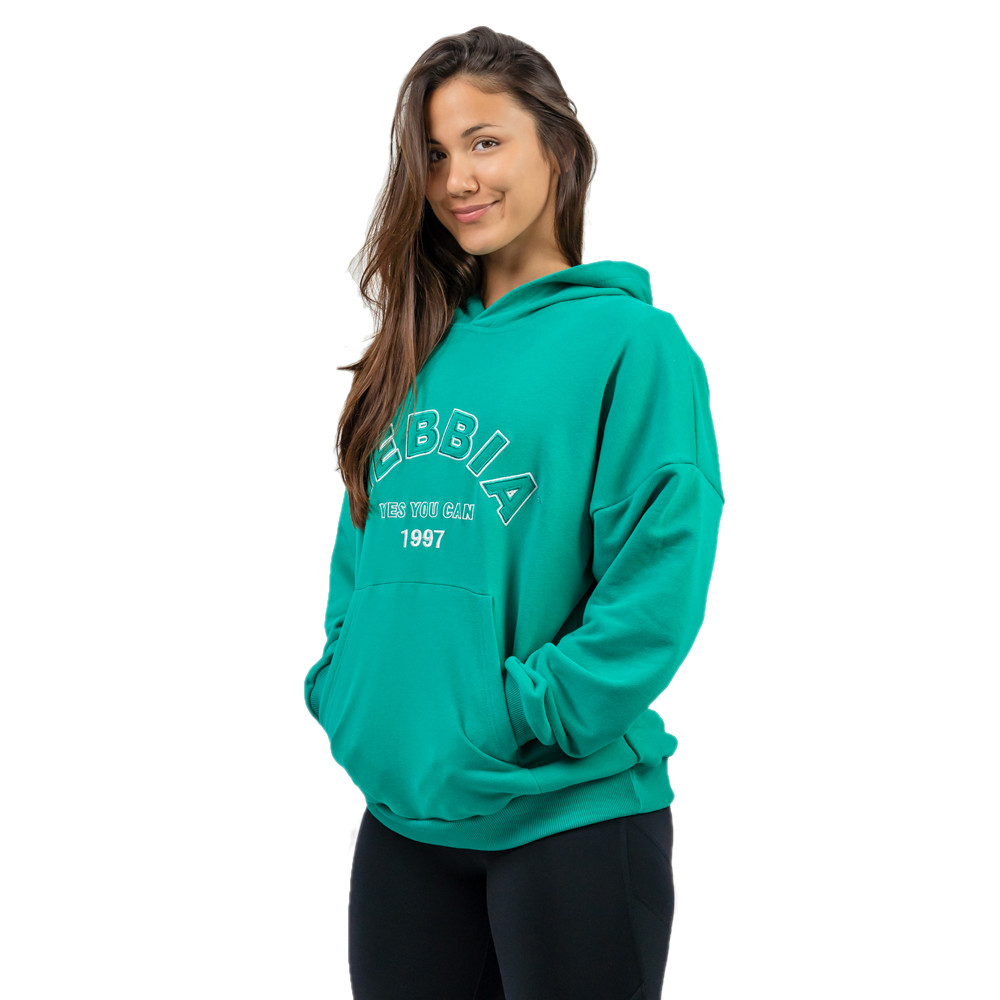 Oversize mikina s kapucí Nebbia GYM RAT 256 Green - XS