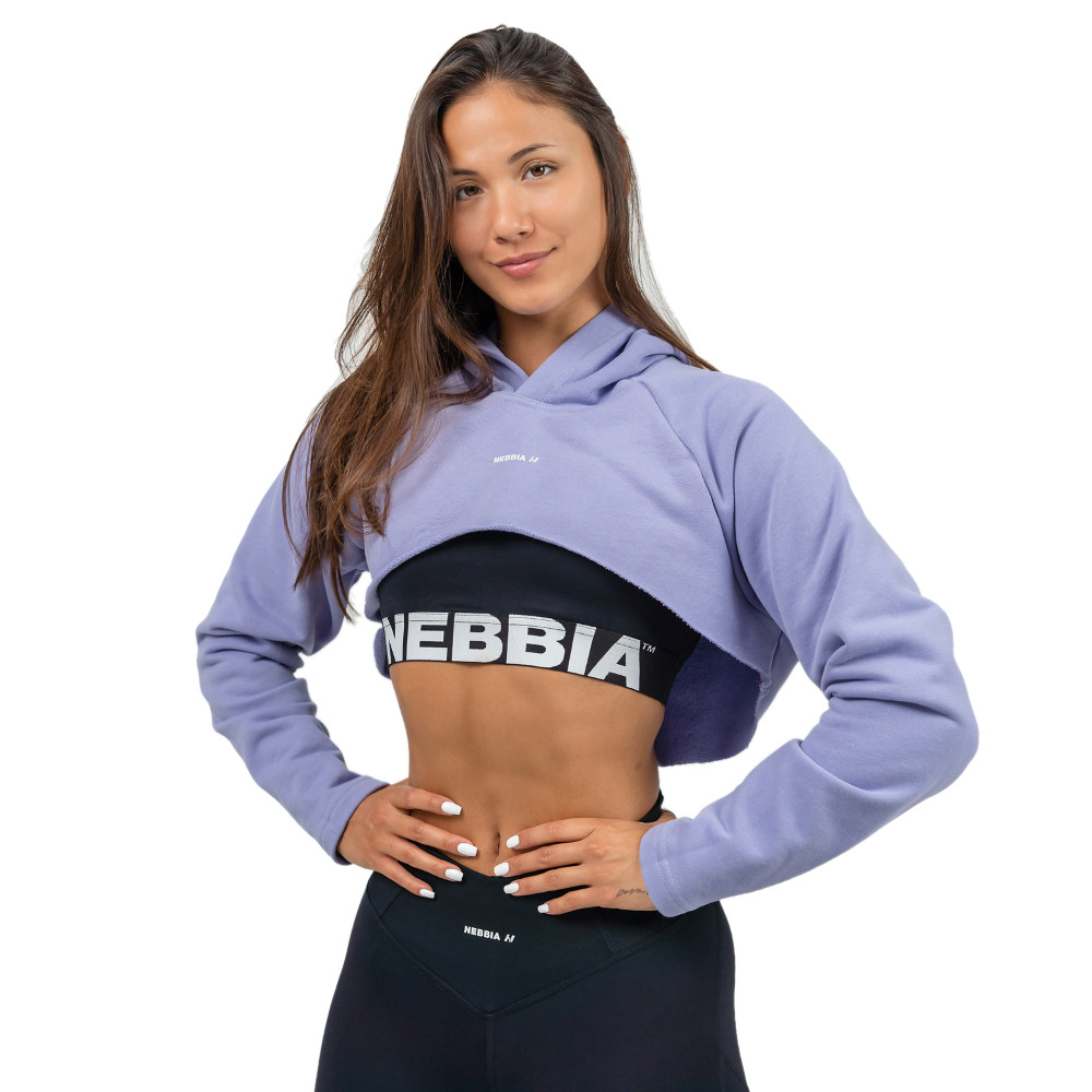 Crop mikina s kapucí Nebbia GYM TIME 259 light purple - M