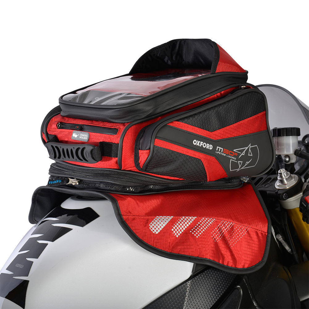 Tankbag na motocykl Oxford M30R 30 l černý/červený s magnetickou základnou