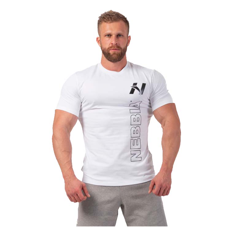 Pánské tričko Nebbia Vertical Logo 293  White  XXL - White