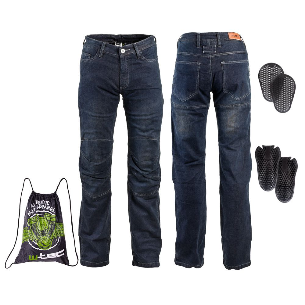 Pánské moto jeansy W-TEC Pawted s nepromokavou membránou tmavě modrá 5XL