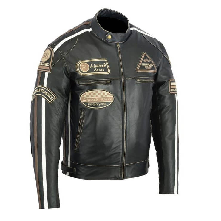 Kožená moto bunda BOS 2058 Antique Black černá - S