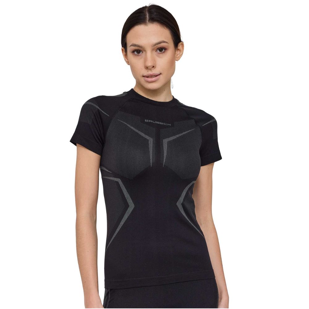 Dámské funkční triko Brubeck Dry s krátkým rukávem SS1465W Black/Graphite L