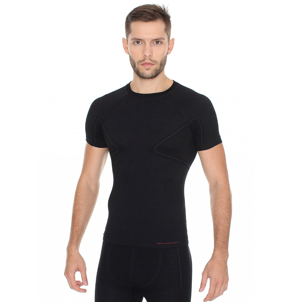 Pánské tričko Brubeck Active Wool s krátkým rukávem  M  Black