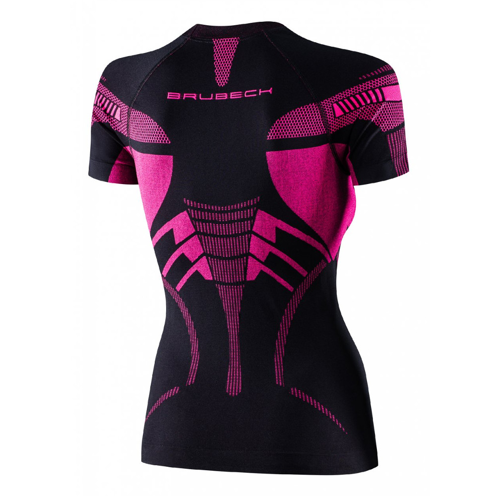 Dámské funkční triko Brubeck Dry s krátkým rukávem Black/Fuchsia XL - Obrázek 6