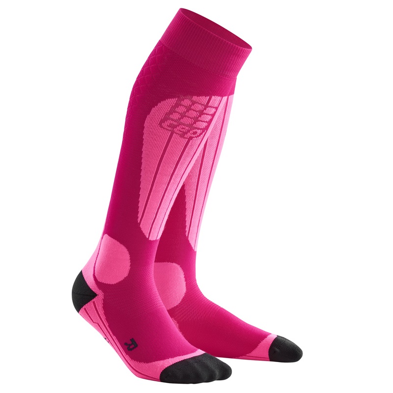 Dámské lyžařské kompresní podkolenky CEP Termo Woman  růžová / reflexní růžová  II - růžová, reflexní