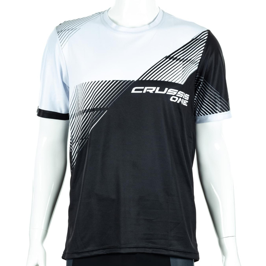 Pánské sportovní triko s krátkým rukávem Crussis ONE  černá/bílá  M - černá,bílá