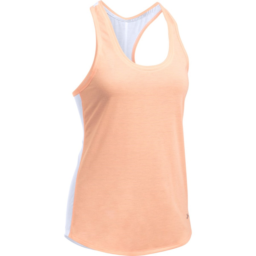 Dámské běžecké tílko Under Armour Threadborne Run Mesh Tank  True Gray Heather/Peach Orange/Reflecti