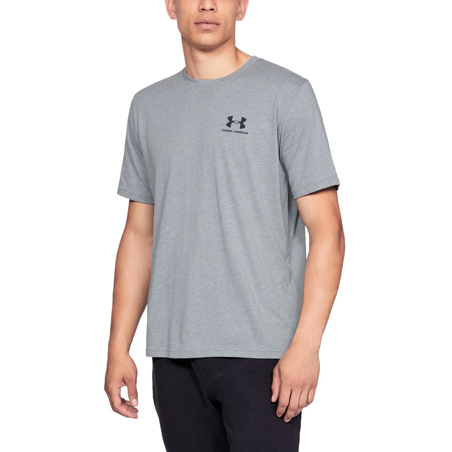 Pánské triko Under Armour Sportstyle Left Chest SS Steel Light Heather/Black - M