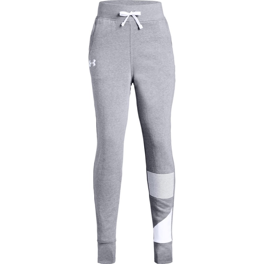 Dívčí tepláky Under Armour Rival Jogger  Steel Light Heather/White  YS - Steel Light Heather,White