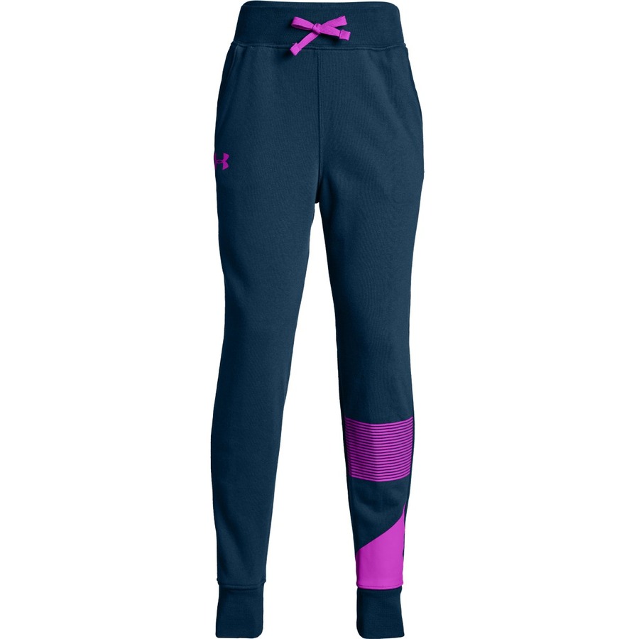 Dívčí tepláky Under Armour Rival Jogger  Techno Teal/Fluo Fuchsia  YXS