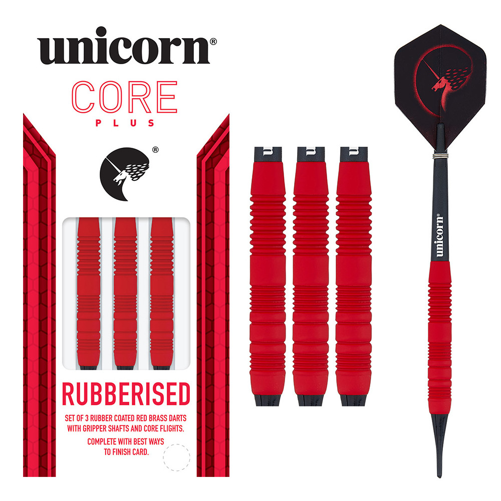 Šipky Unicorn Core Plus Rubberised Brass Red 3ks 18 g - Obrázek 4