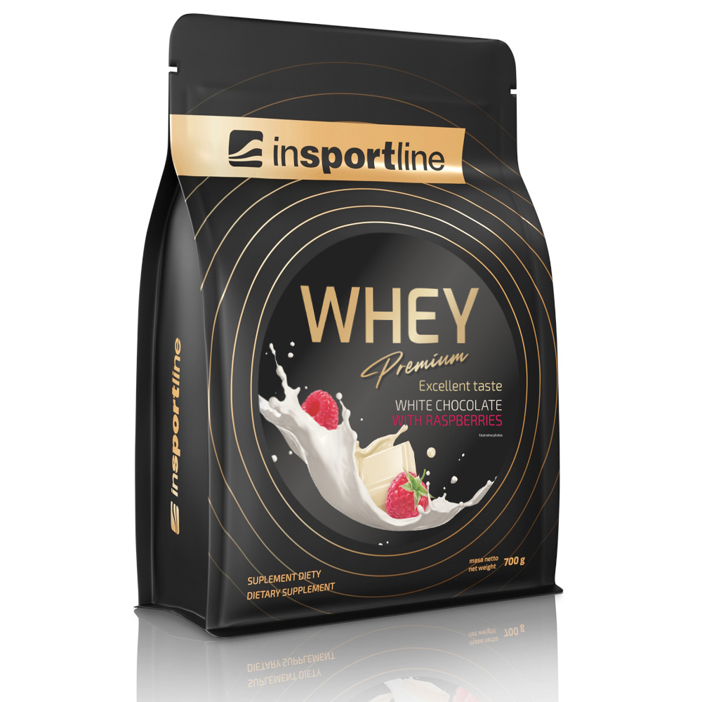 Doplněk stravy inSPORTline WHEY Premium Protein 700g bílá čokoláda s malinami