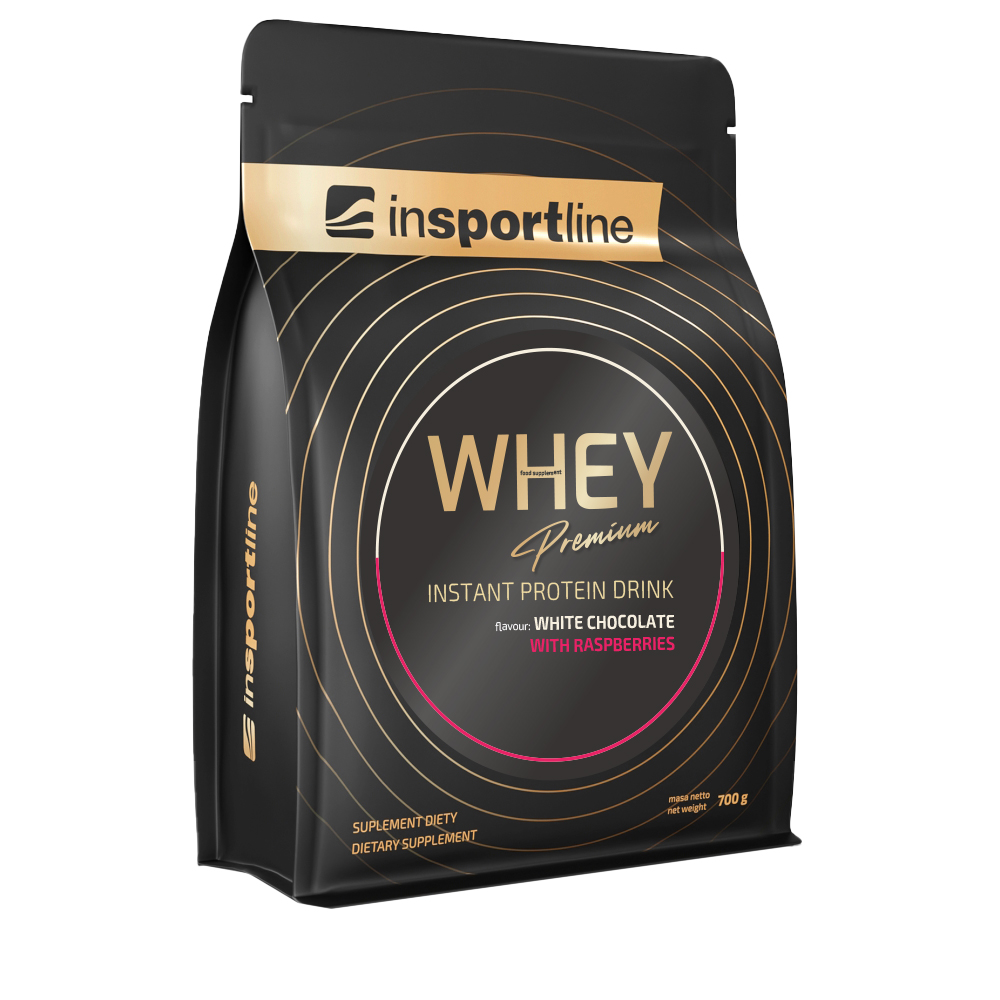 Protein inSPORTline WHEY Premium 700g bílá čokoláda s malinami