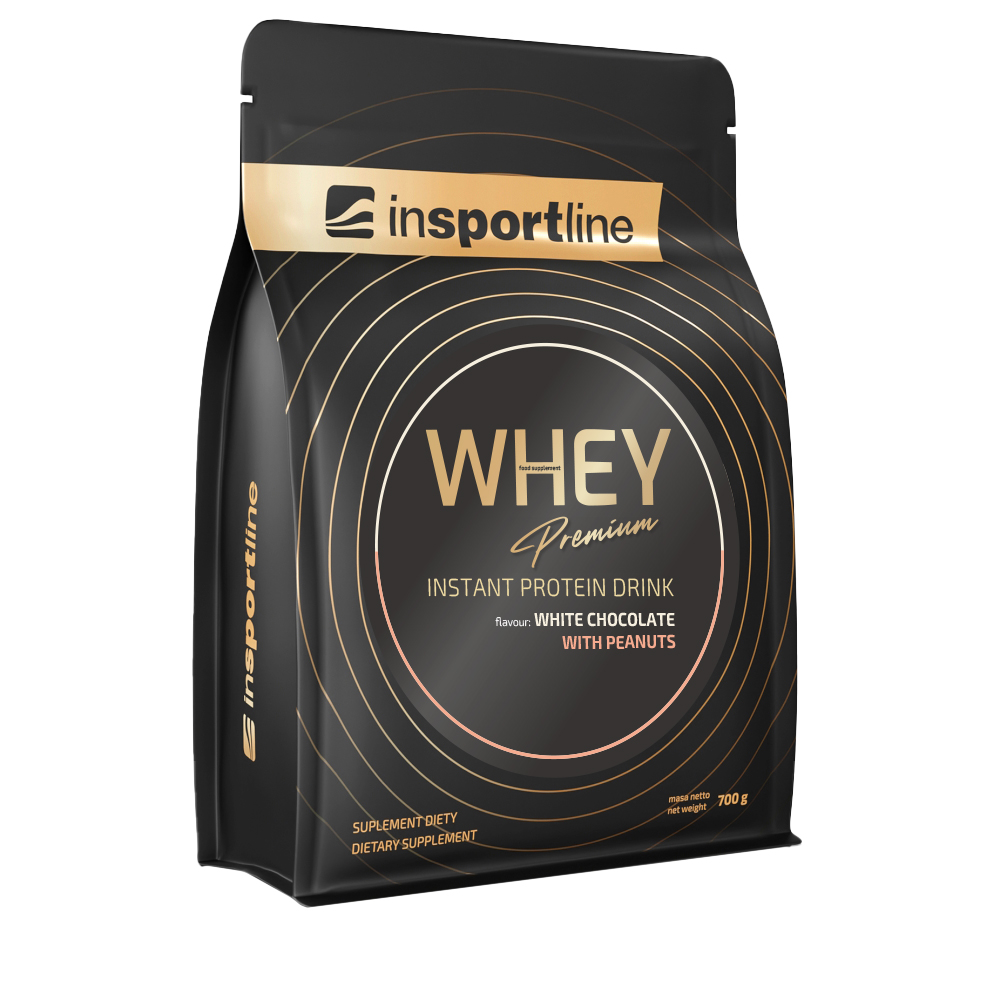 Protein inSPORTline WHEY Premium 700g bílá čokoláda s arašídy