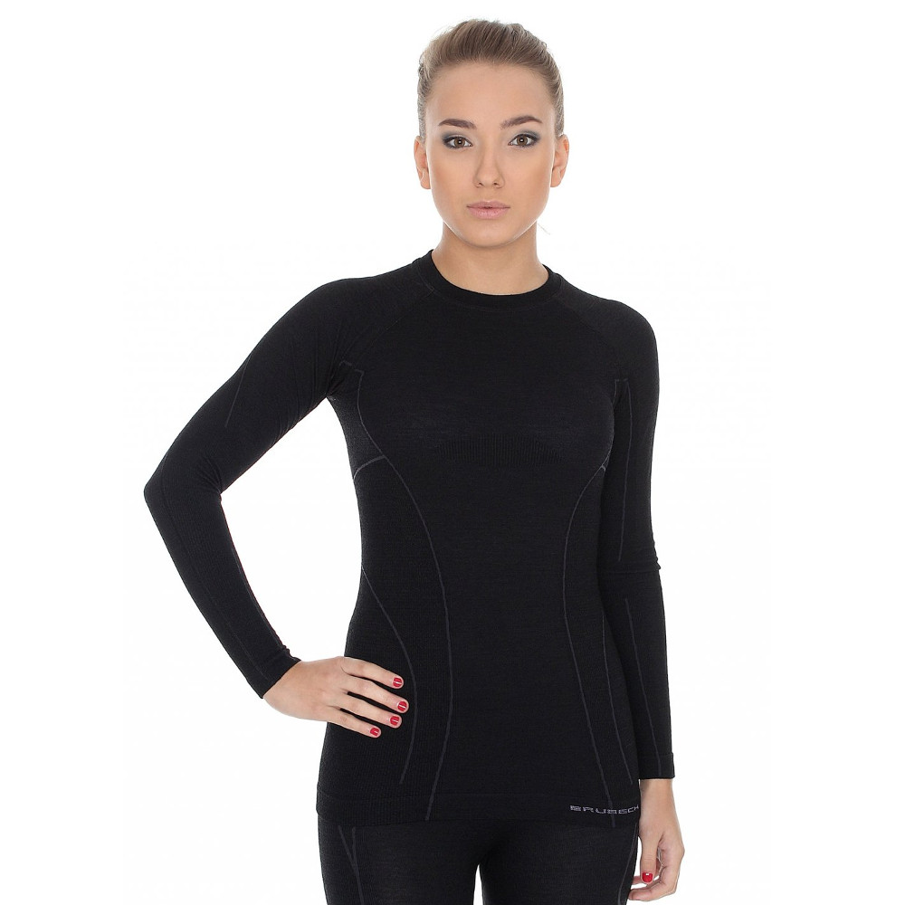 Dámské tričko Brubeck Active Wool s dlouhým rukávem  Black  XL - Black