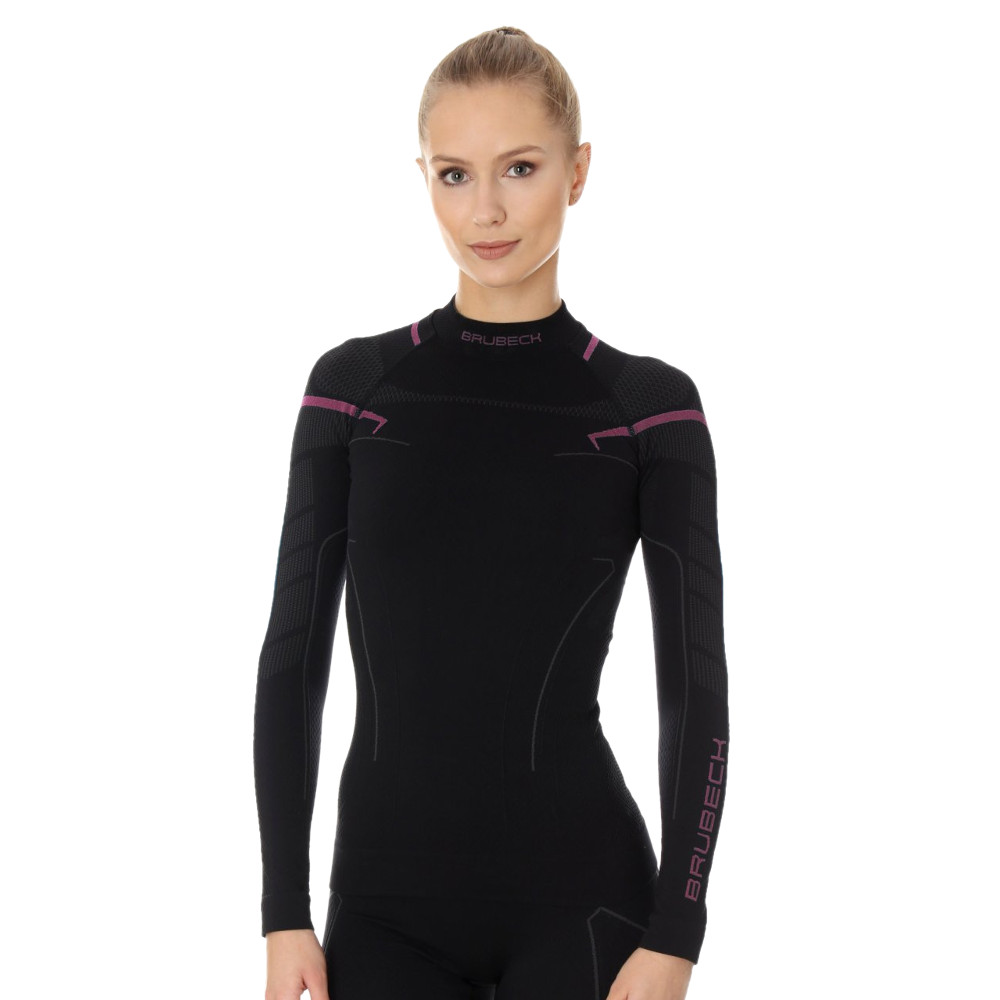 Dámské triko Brubeck Thermo s dlouhým rukávem Black/Pink - S