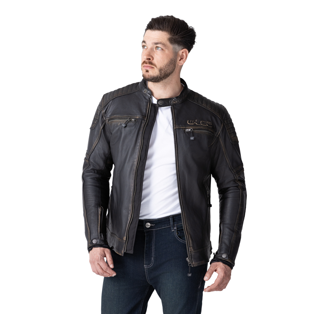 Kožená moto bunda W-TEC Mungelli EVO vintage černo-hnědá M (obrázek 4)