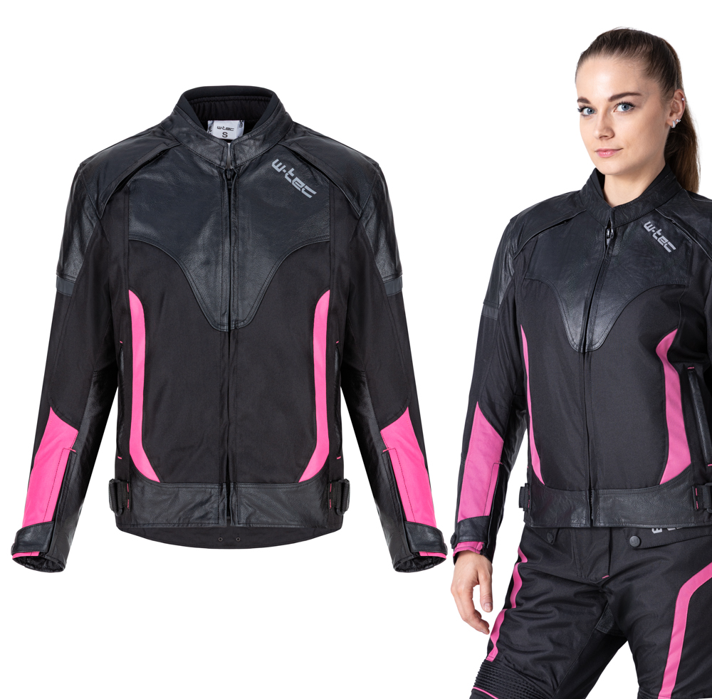 Dámská moto bunda W-TEC Durmana černo-růžová XL