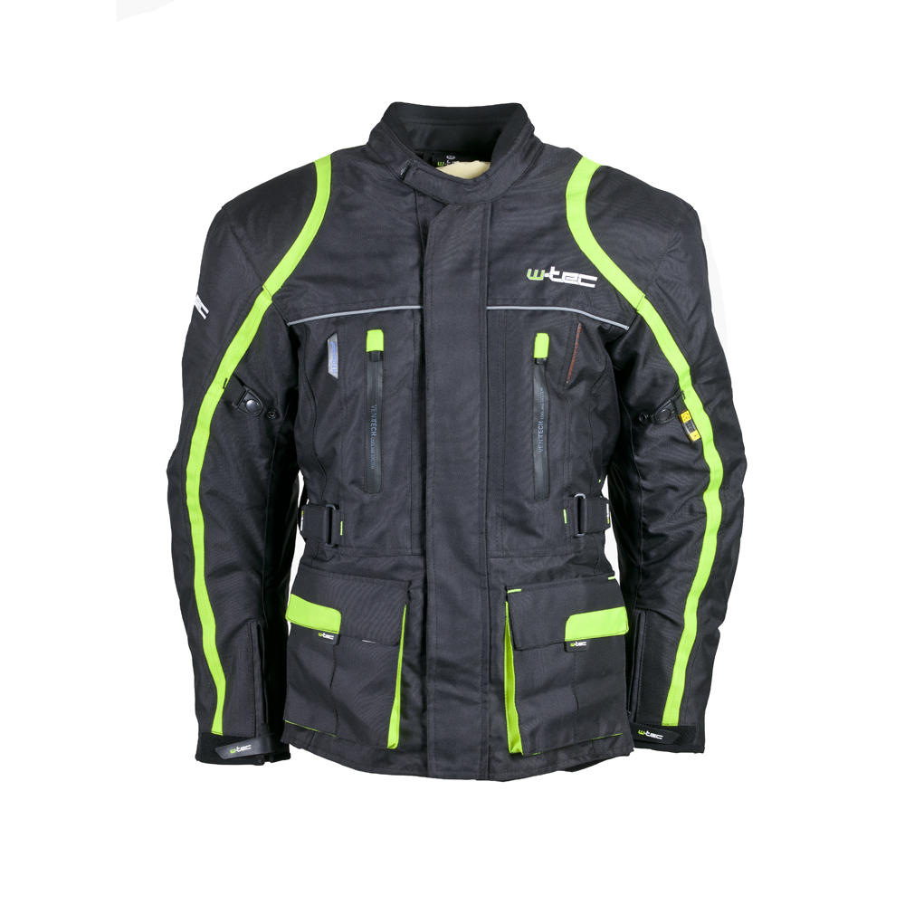 Pánská dlouhá moto bunda W-TEC Glomnitz černo-zelená - 5XL