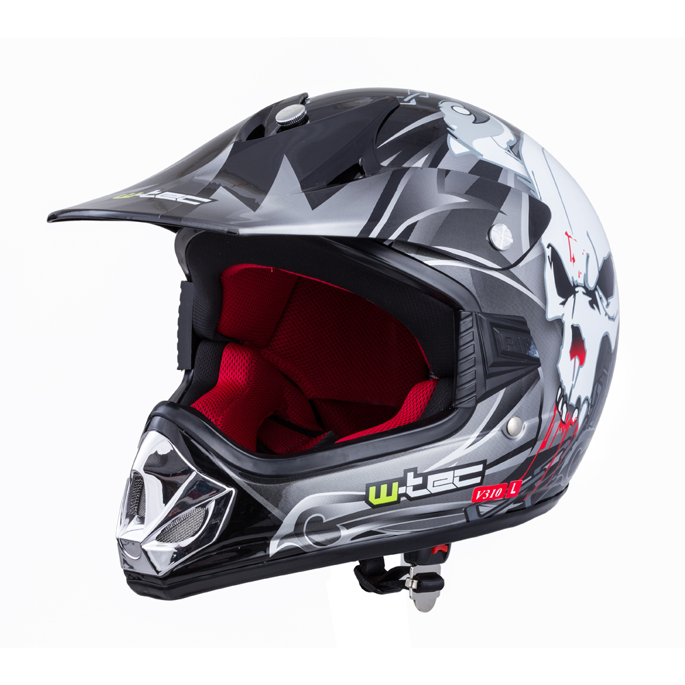 Dětská moto přilba W-TEC V310  Black Skull  S (49-50) - Black Skull