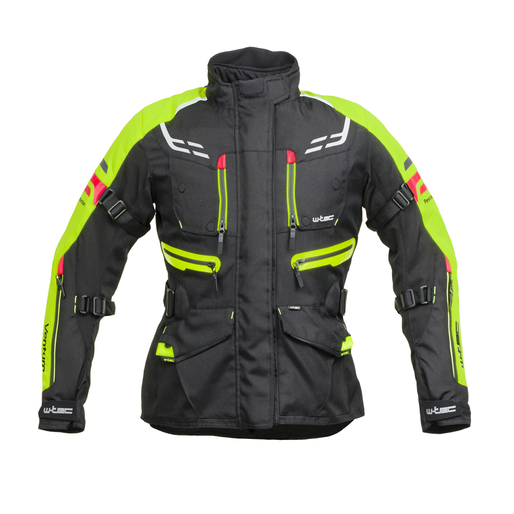 Dámská moto bunda W-TEC Ventura Lady černá-fluo žlutá - XS