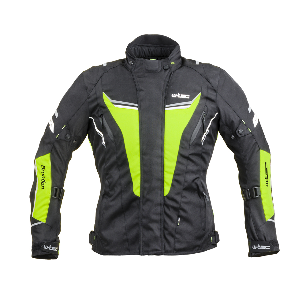 Dámská moto bunda W-TEC Brandon Lady černá-fluo žlutá - 3XL