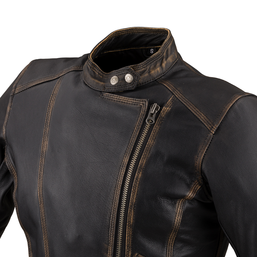 Dámská kožená moto bunda W-TEC Black Heart Lizza vintage hnědá L (obrázek 8)