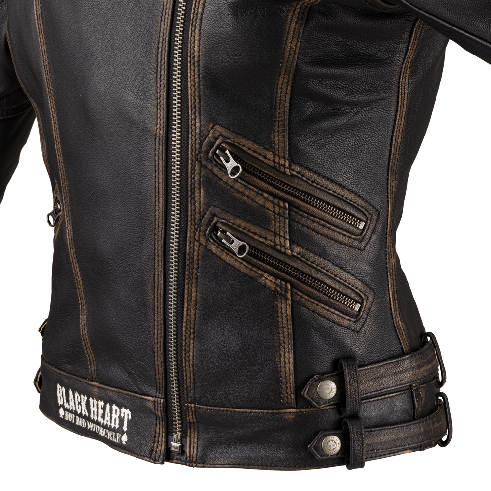Dámská kožená moto bunda W-TEC Black Heart Lizza vintage hnědá L (obrázek 10)