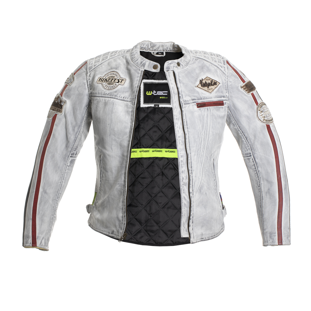 Dámská kožená moto bunda W-TEC Sheawen Lady White bílá 3XL