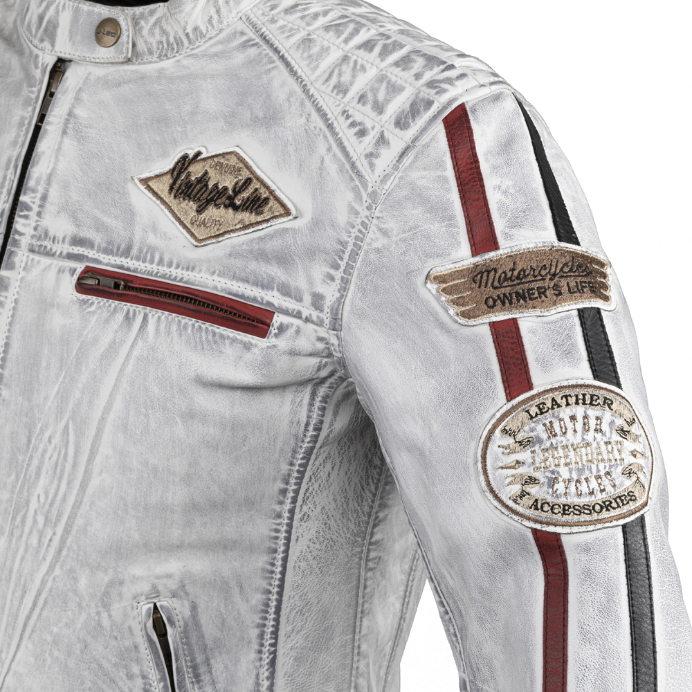 Dámská kožená moto bunda W-TEC Sheawen Lady White bílá S (obrázek 10)