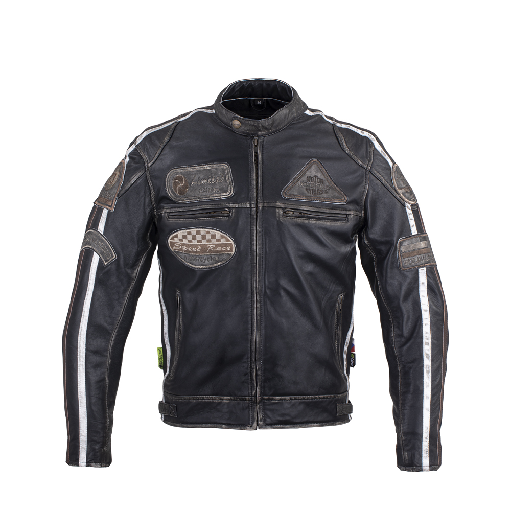Pánská kožená moto bunda W-TEC Sheawen Vintage černá - XXL