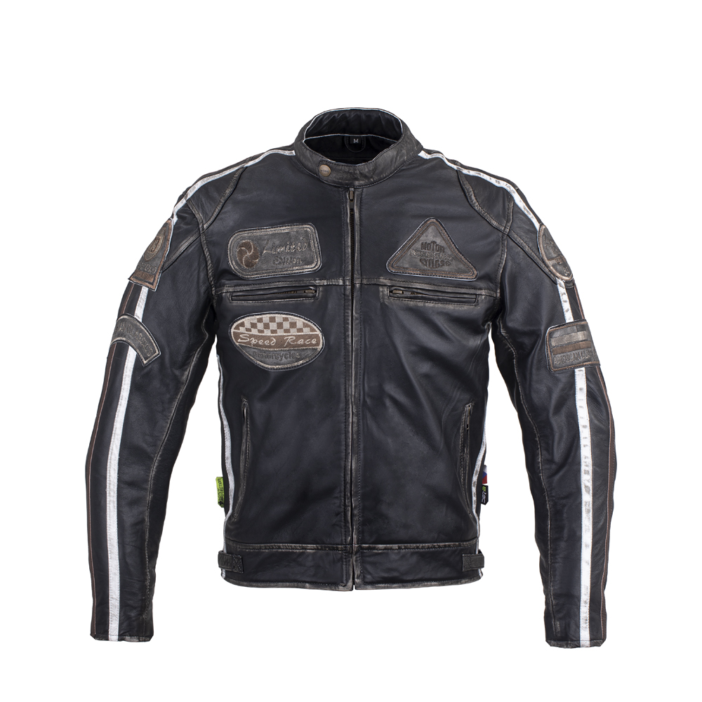 Pánská kožená moto bunda W-TEC Sheawen Vintage černá - 3XL