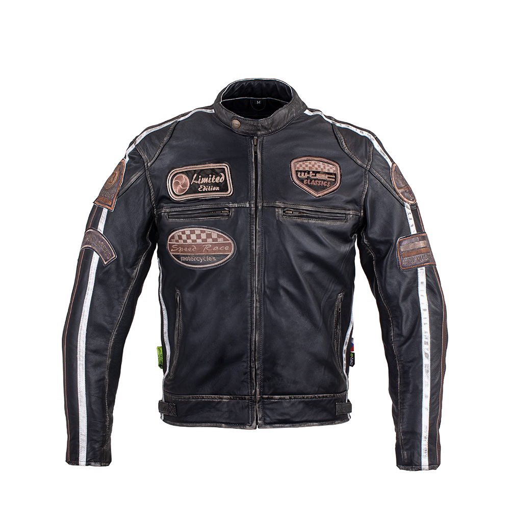 Pánská kožená moto bunda W-TEC Sheawen Vintage černá L