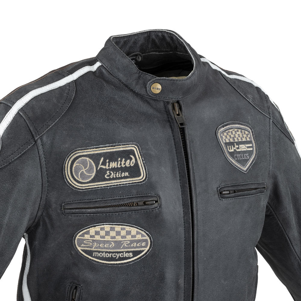 Pánská kožená moto bunda W-TEC Dark Vintage tmavě šedá S (obrázek 9)