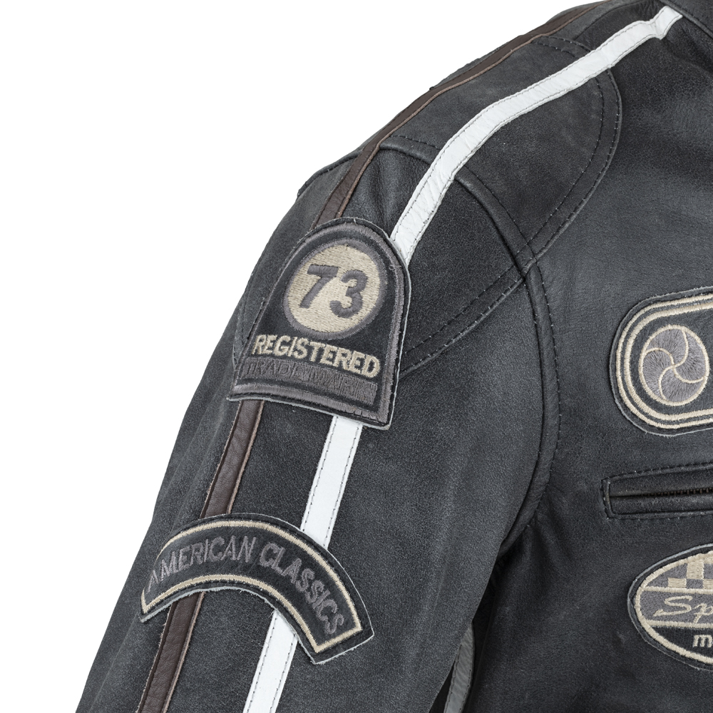 Pánská kožená moto bunda W-TEC Dark Vintage tmavě šedá S (obrázek 10)