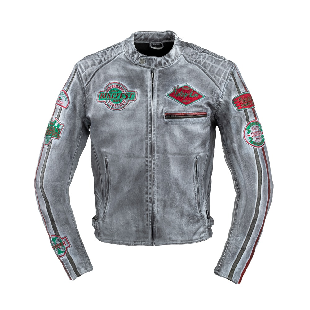 Pánská kožená moto bunda W-TEC Sheawen Waxed Grey šedá - 5XL