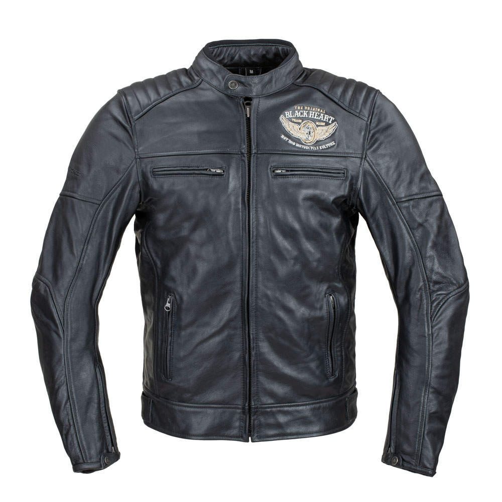 Pánská kožená bunda W-TEC Black Heart Wings Leather Jacket černá - 4XL